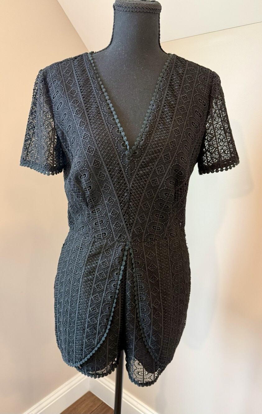 Ramy Brook Black Crochet Romper Size 4